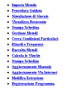 I link della guida per ogni sezione del programma