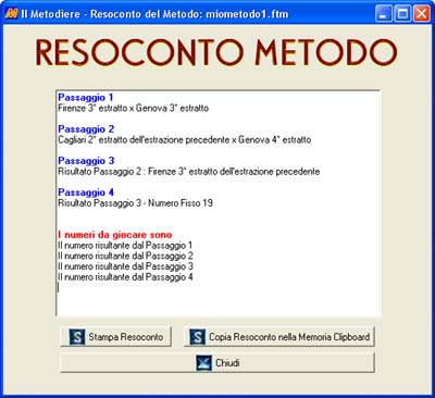 Resoconto scritto del tuo metodo lotto Resoconto scritto del tuo metodo lotto